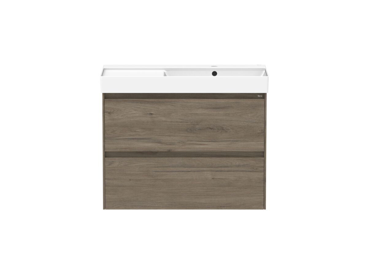 reece Roca Ona Vanity All Drawer Twin Right Hand Bowl 800mm Dark Elm