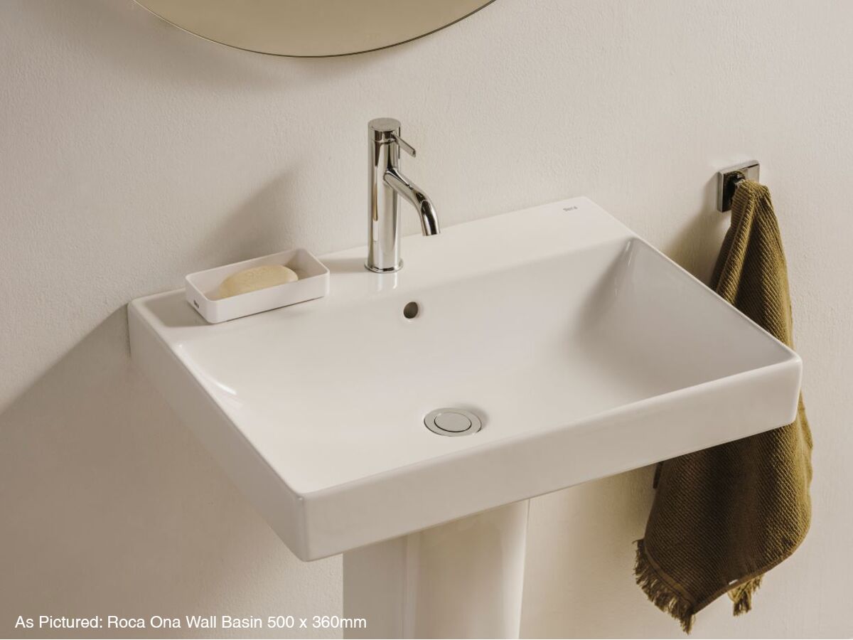 Reece Roca Ona Wall Basin With Fixing Bolts 500mm X 360mm 1 Taphole Overflow White