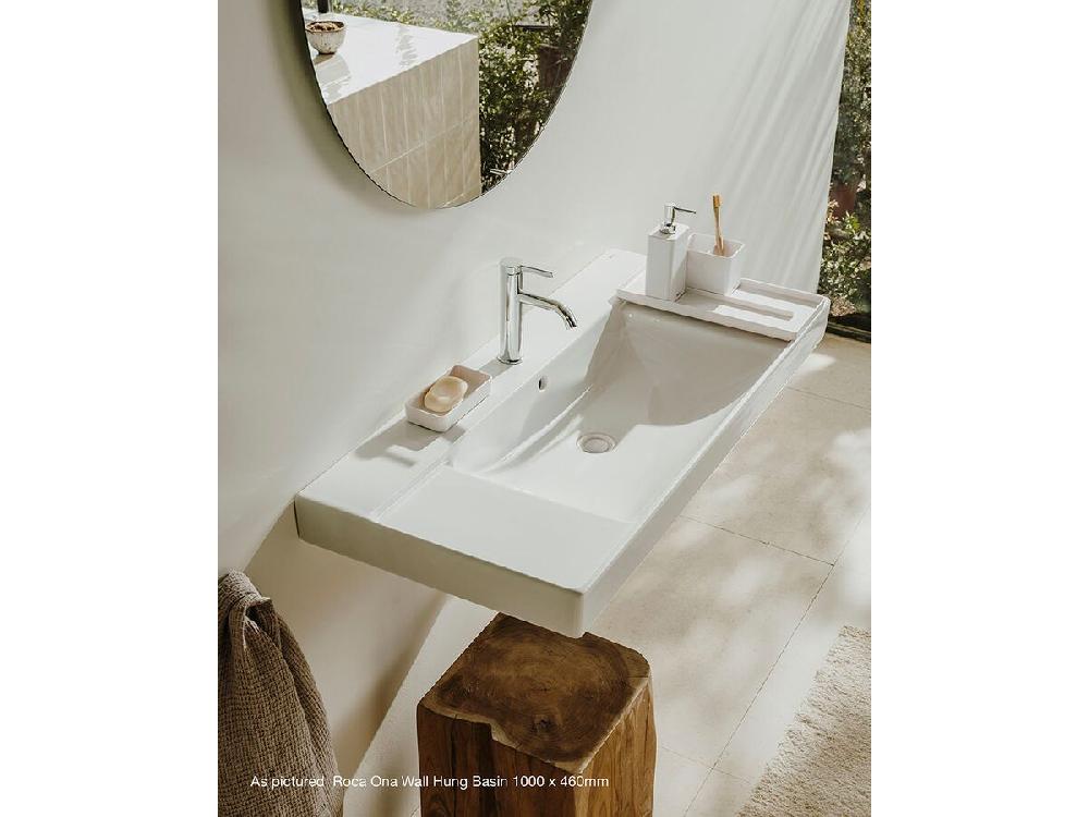 Reece Roca Ona Wall Basin With Fixings 800 X 460mm 1 Taphole Center Bowl Overflow White