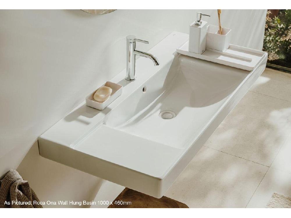 Reece Roca Ona Wall Basin With Fixings 800mm X 460mm 1 Taphole Left Hand Bowl Overflow White