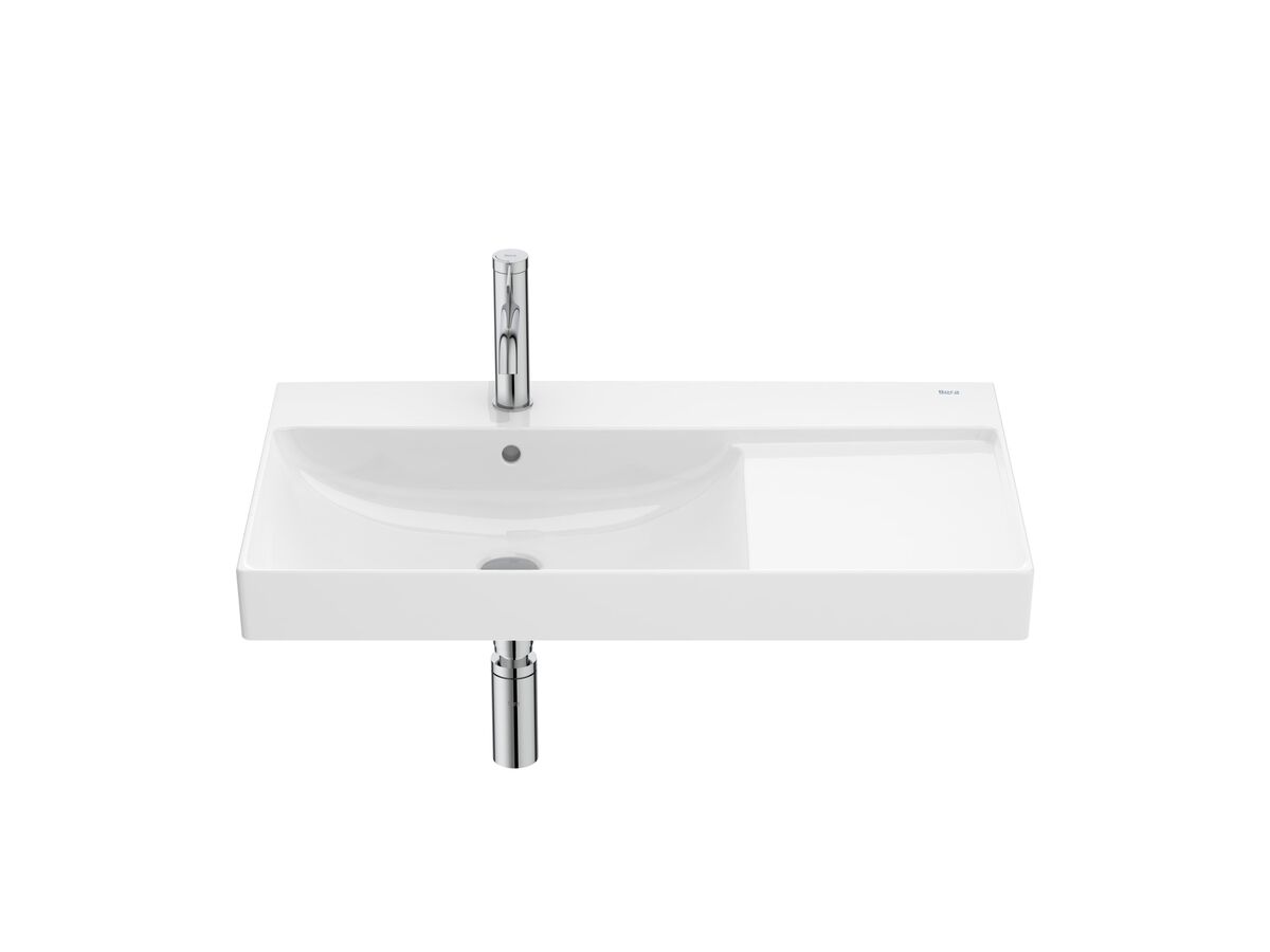 reece Roca Ona Wall Basin with Fixings 800mm x 460mm 1 Taphole Left Hand Bowl Overflow White