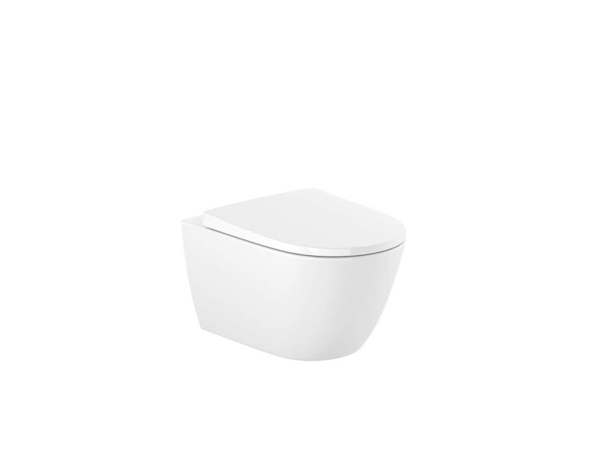 reece Roca Ona Wall Hung Rimless Pan with Soft Close Quick Release Toilet Seat White (4 Star)