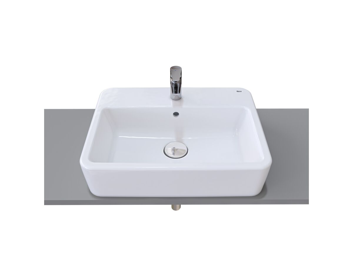 reece Roca The Gap Counter Basin 550mm x 410mm 1 Taphole with Overflow White
