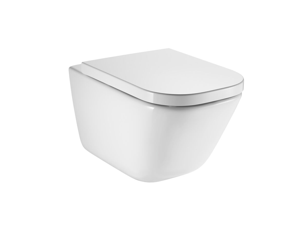 reece Roca The Gap Rimless Wall Hung Pan Soft Close Quick Release Toilet Set White (4 Star)