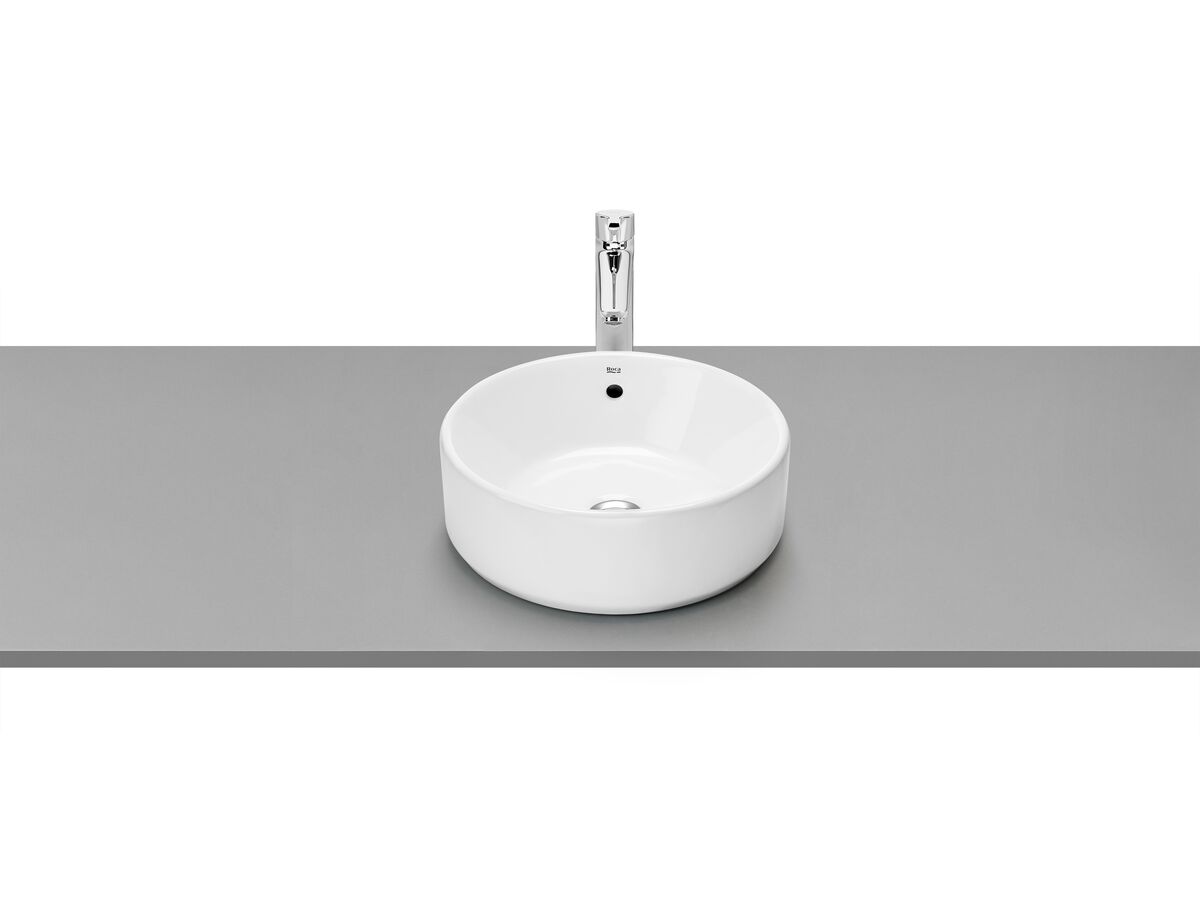 reece Roca The Gap Round Above Counter Basin 390mm with Overflow White