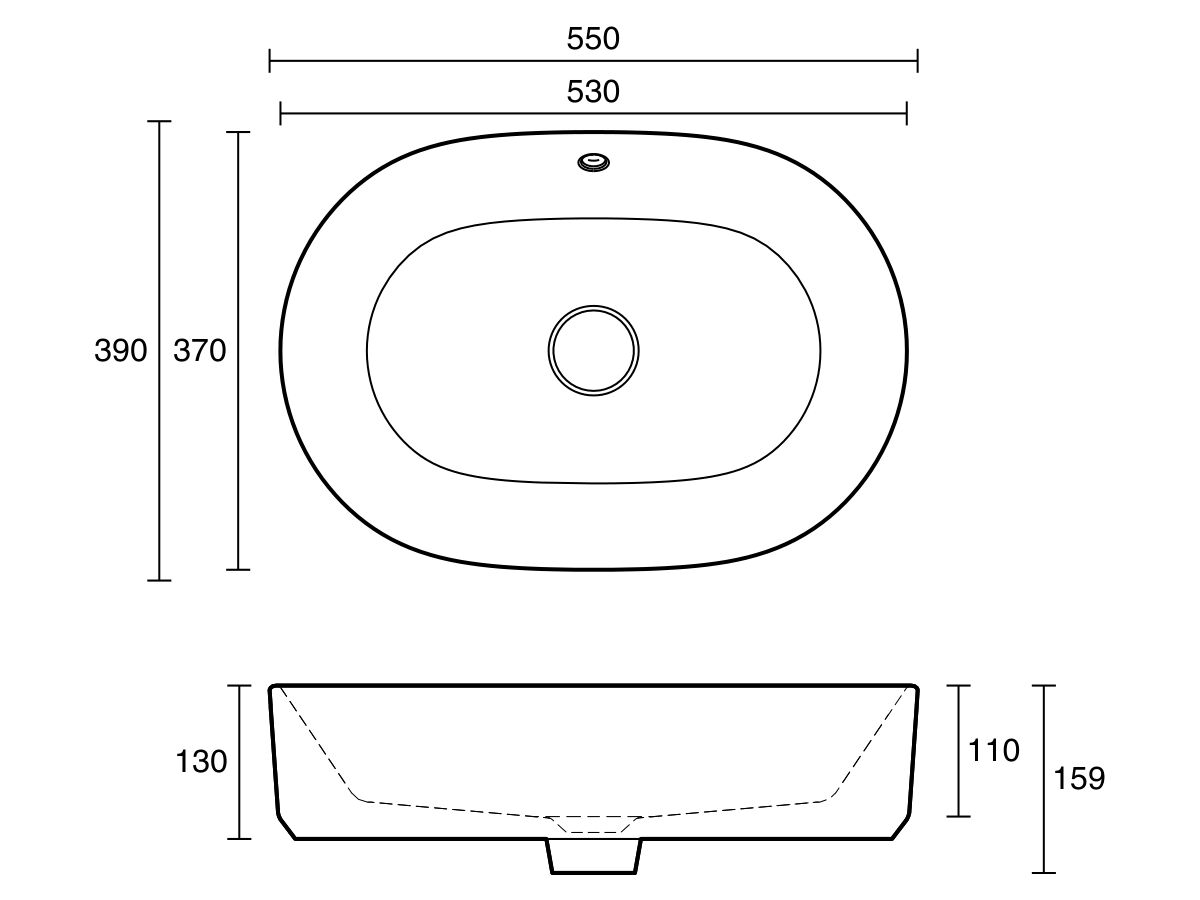 Reece Roca The Gap Round Above Counter Basin 550mm X 390mm With Overflow White