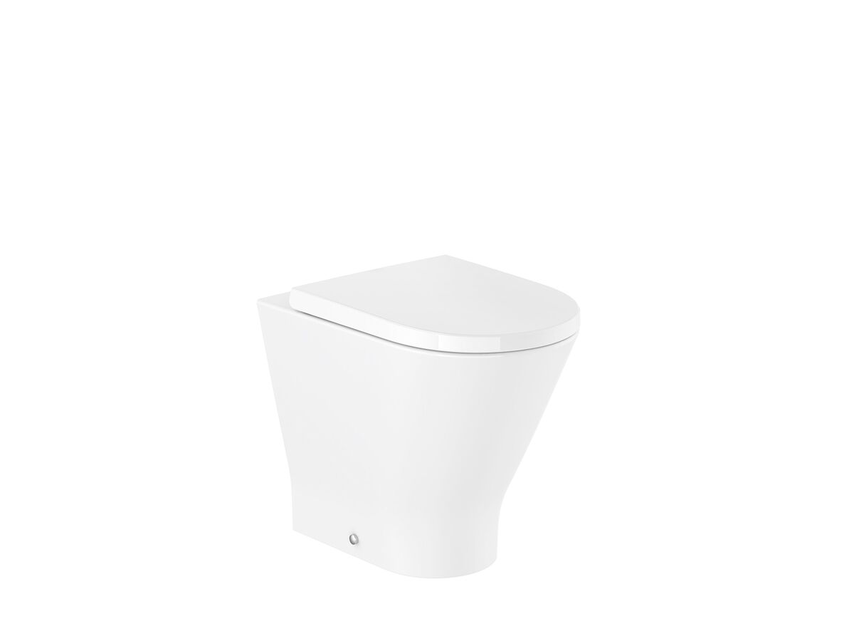 reece Roca The Gap Round Back to Wall Rimless Overheight Pan with Soft Close Quick Release Thick Seat White (4 Star)