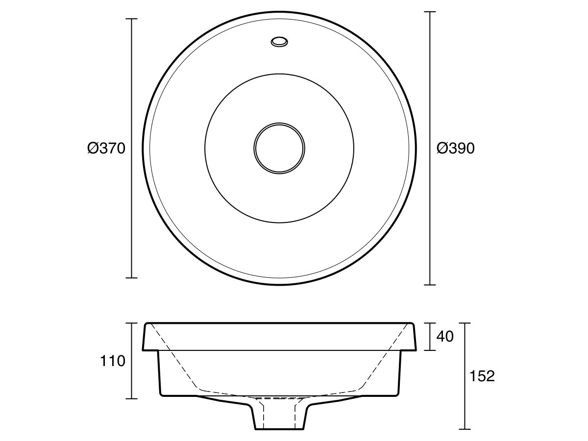 Reece Roca The Gap Round Semi Inset Basin 390mm With Overflow White