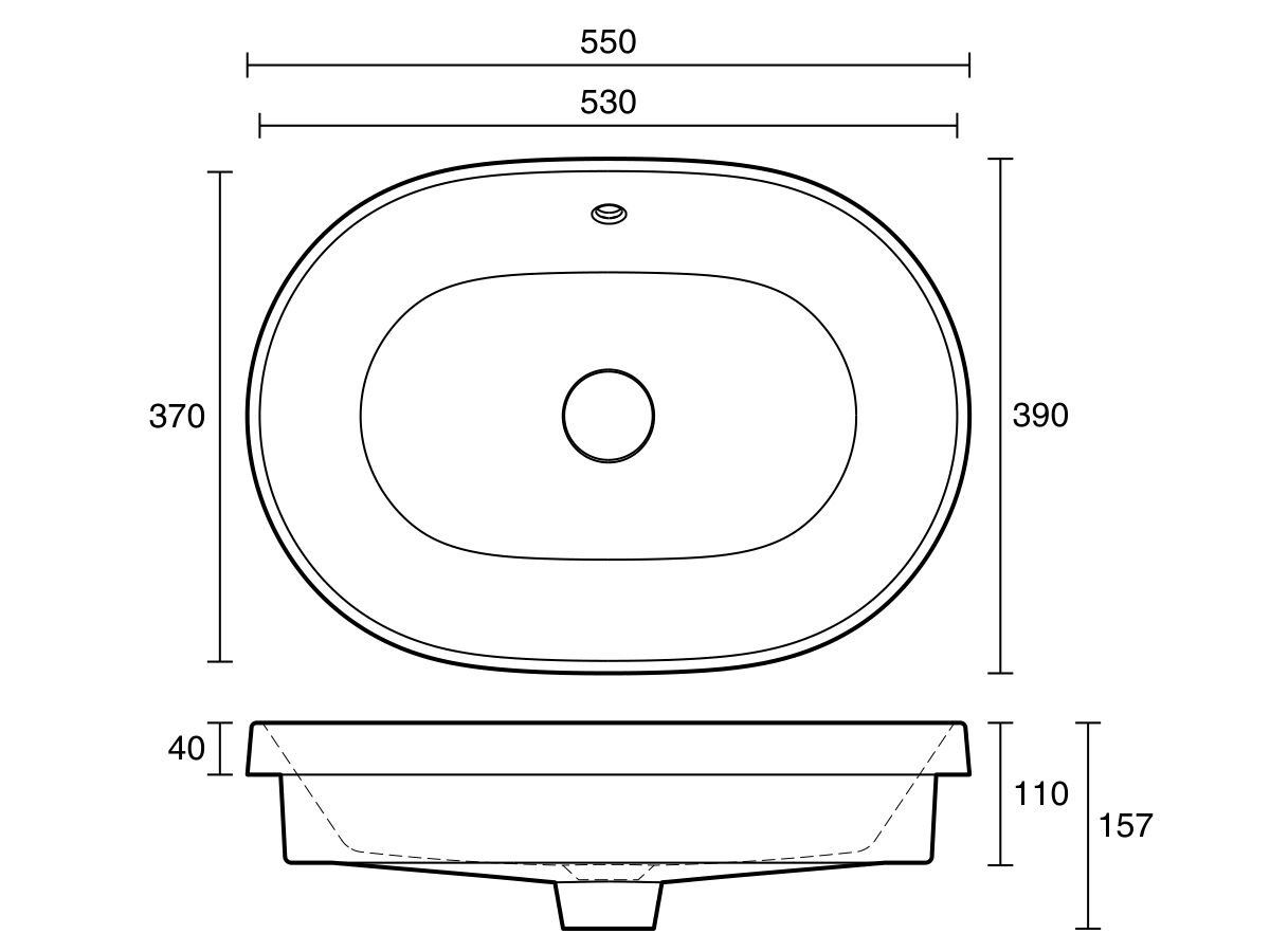 Reece Roca The Gap Round Semi Inset Basin 550mm X 390mm With Overflow White