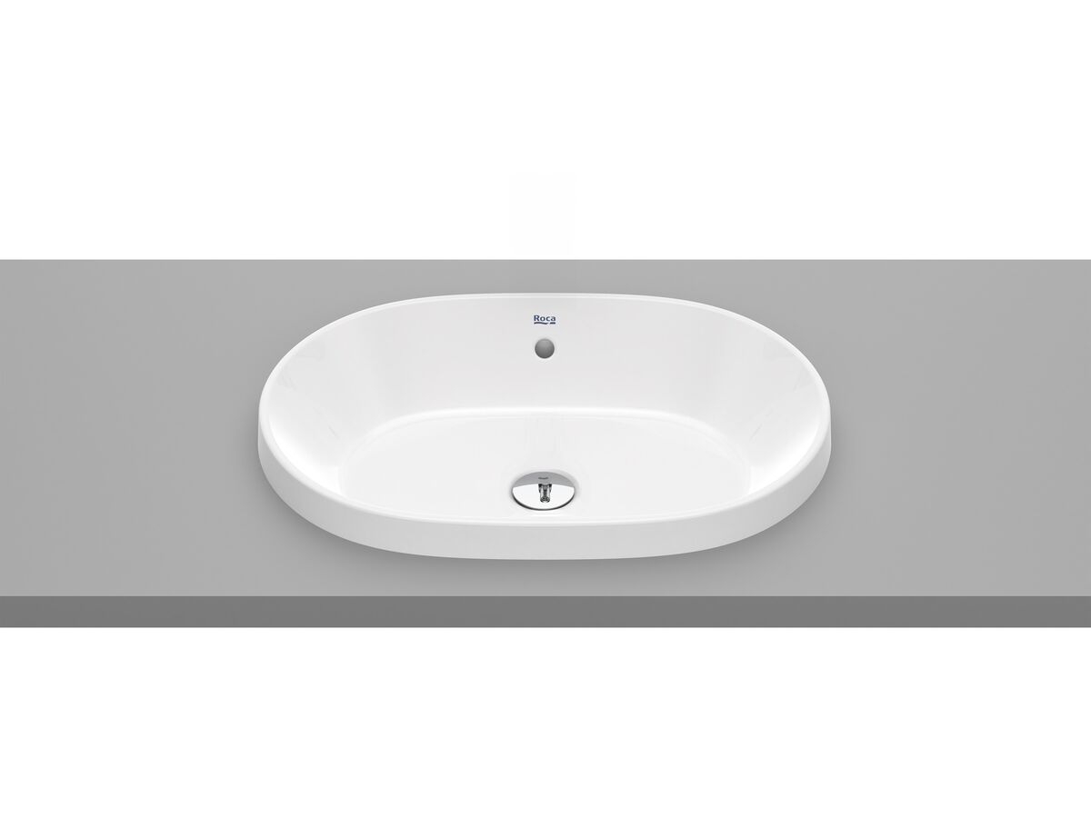 reece Roca The Gap Round Semi Inset Basin 550mm x 390mm with Overflow White