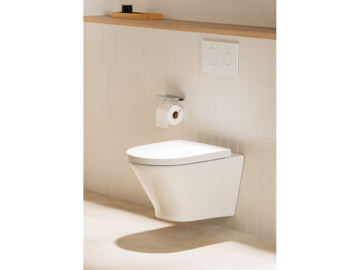 Reece Roca The Gap Round Wall Hung Rimless Pan With Soft Close Quick Release Thick Seat White (4 Star)
