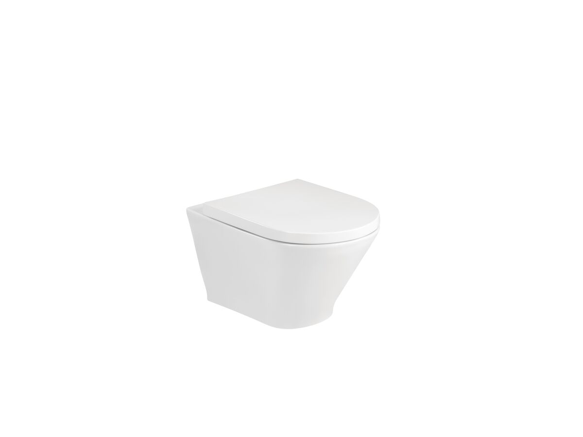 reece Roca The Gap Round Wall Hung Rimless Pan with Soft Close Quick Release Thick Seat White (4 Star)