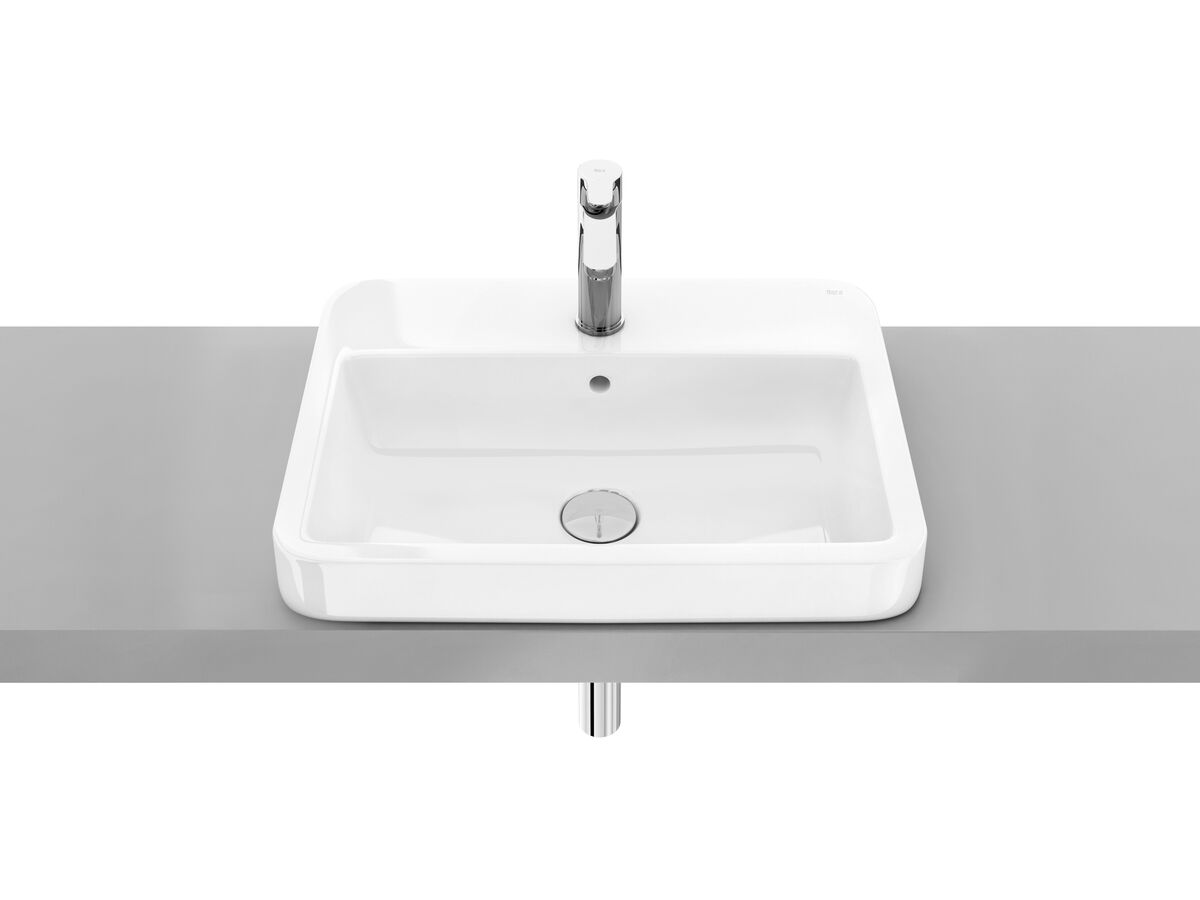 reece Roca The Gap Semi Inset Basin 550mm x 410mm 1 Taphole White