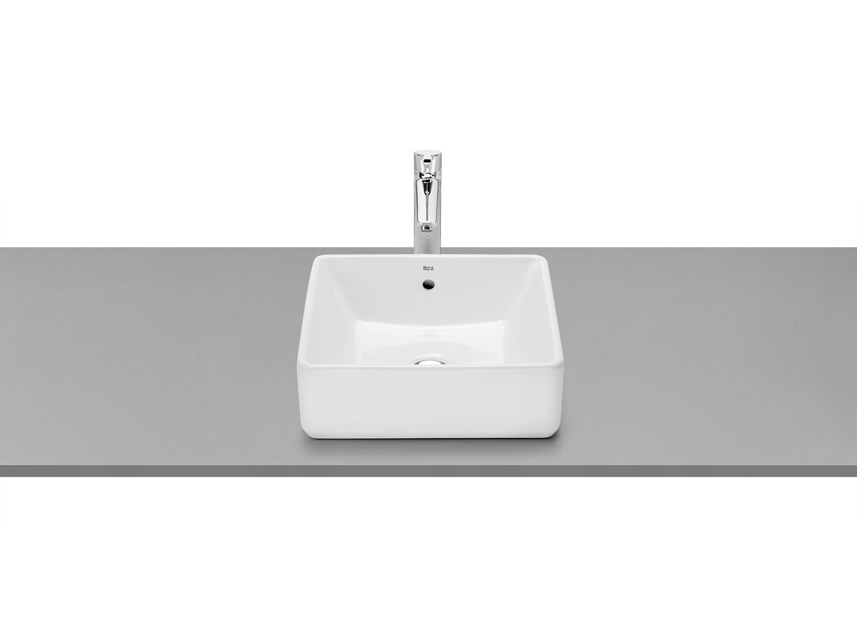 reece Roca The Gap Square Above Counter Basin 390mm x 370mm with Overflow White