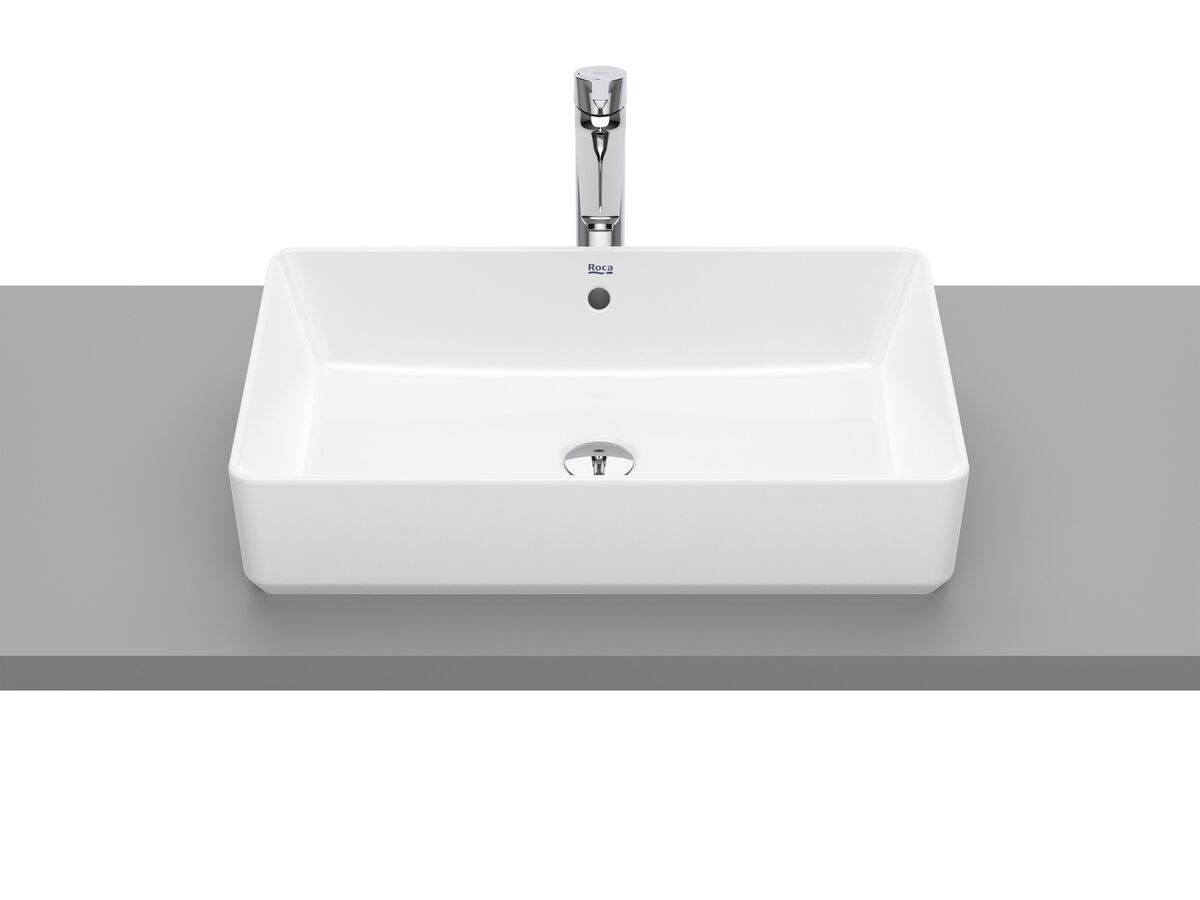 reece Roca The Gap Square Above Counter Basin 600mm x 370mm with Overflow White