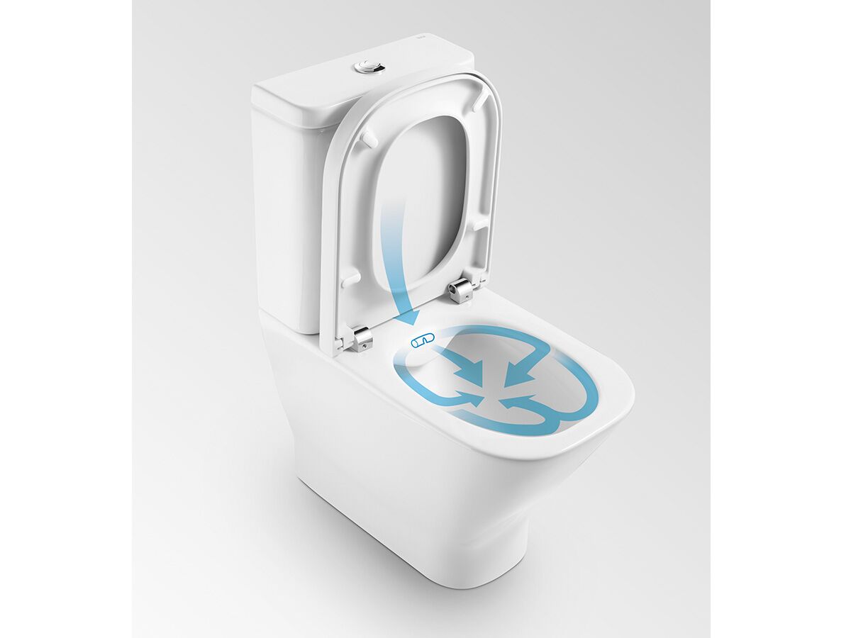 Reece Roca The Gap Square Close Coupled Back To Wall Bottom Inlet Soft Close Quick Release Toilet Seat