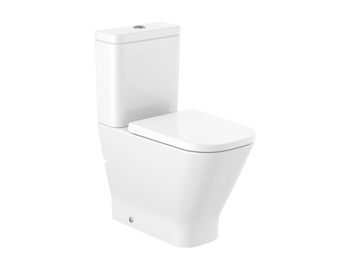 reece Roca The Gap Square Close Coupled Back to Wall Rimless Overheight Back Inlet Toilet Suite with Soft Close Quick Release Toilet Seat White (4 Star)