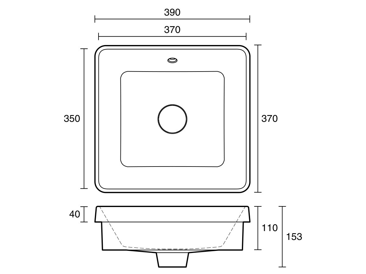 Reece Roca The Gap Square Semi Inset Basin 390mm X 370mm With Overflow White