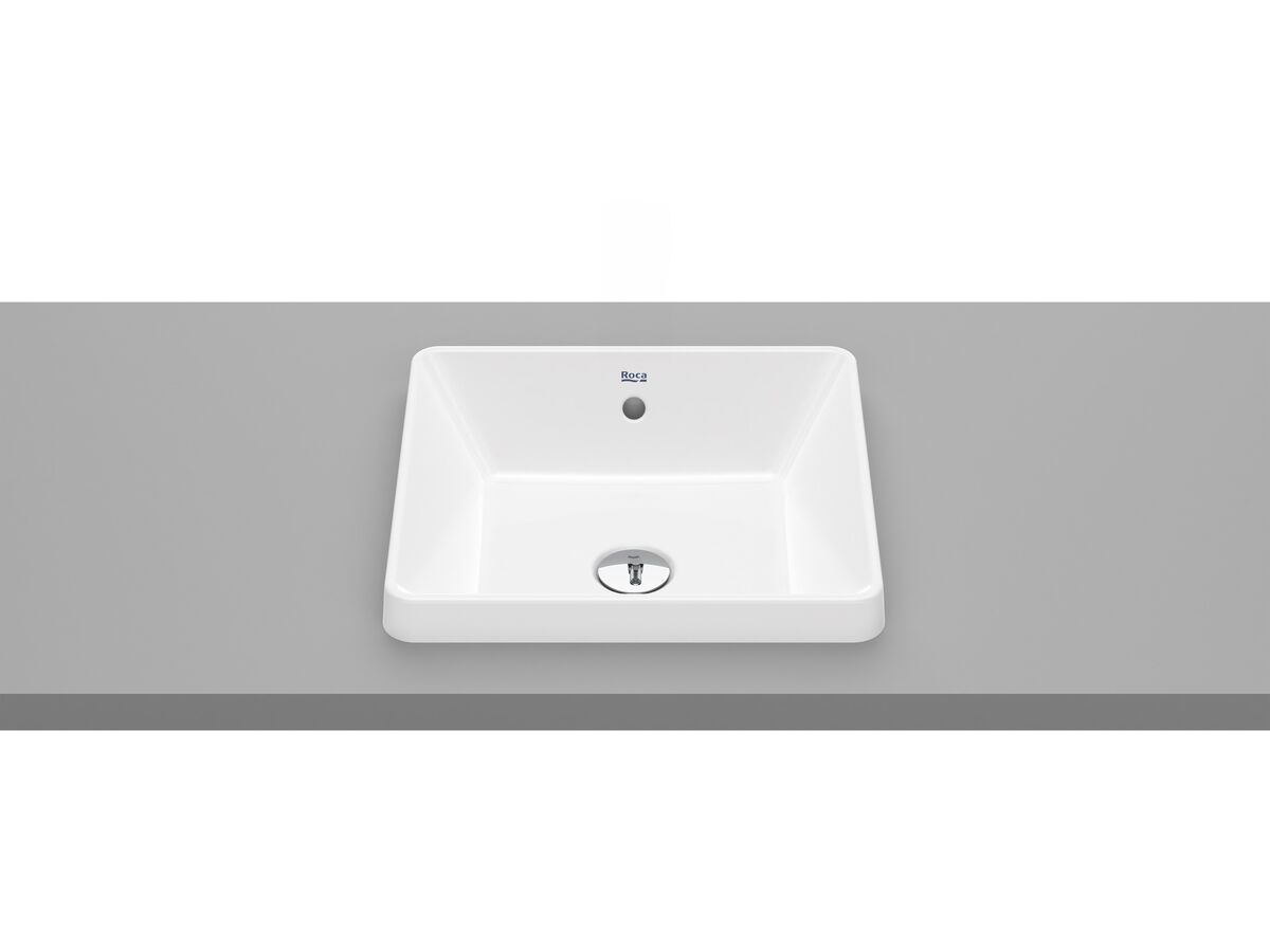 reece Roca The Gap Square Semi Inset Basin 390mm x 370mm with Overflow White