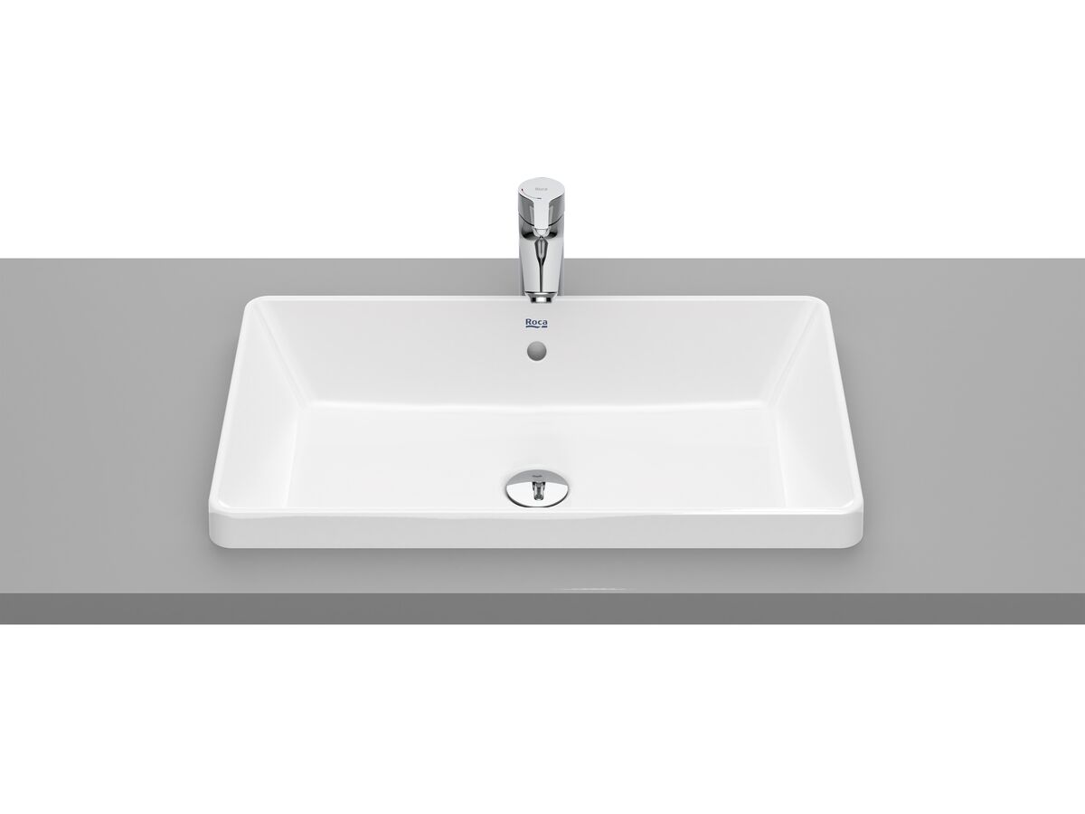 reece Roca The Gap Square Semi Inset Basin 600mm x 370mm with Overflow White