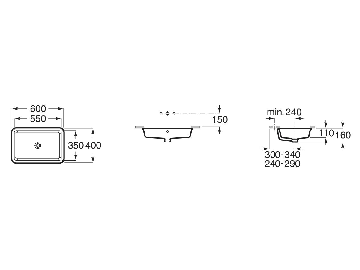 Reece Roca The Gap Under Counter Basin 550 X 350mm With Overflow