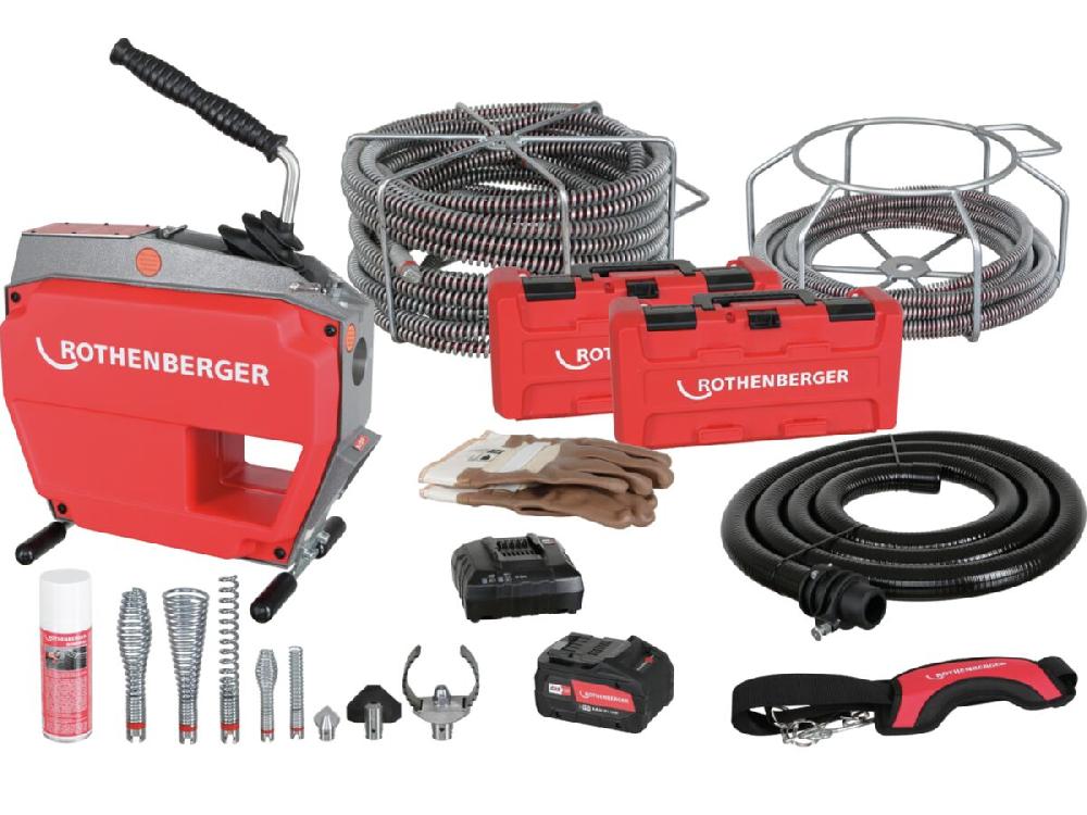 reece Rothenberger Battery R600 CL Sectional Drain Cleaner Set