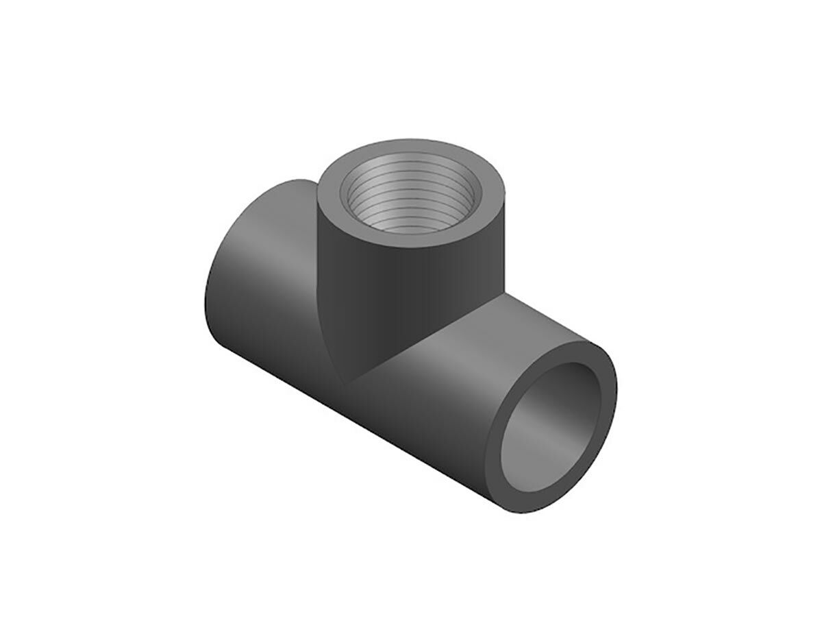 reece Schedule 80 PVC-U Facucet Tee 40mm Plain Female x 40mm NPT Female Branch