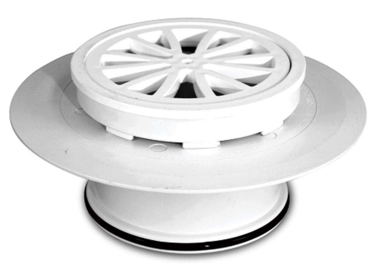 reece Shwr Waste Adjustable Floor Grate ABS Round White 100mm x 100mm