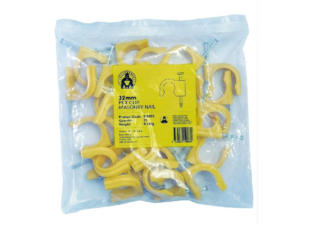 Reece Silverback Duopex Yellow Clip 32mm Masonary Nail (25)