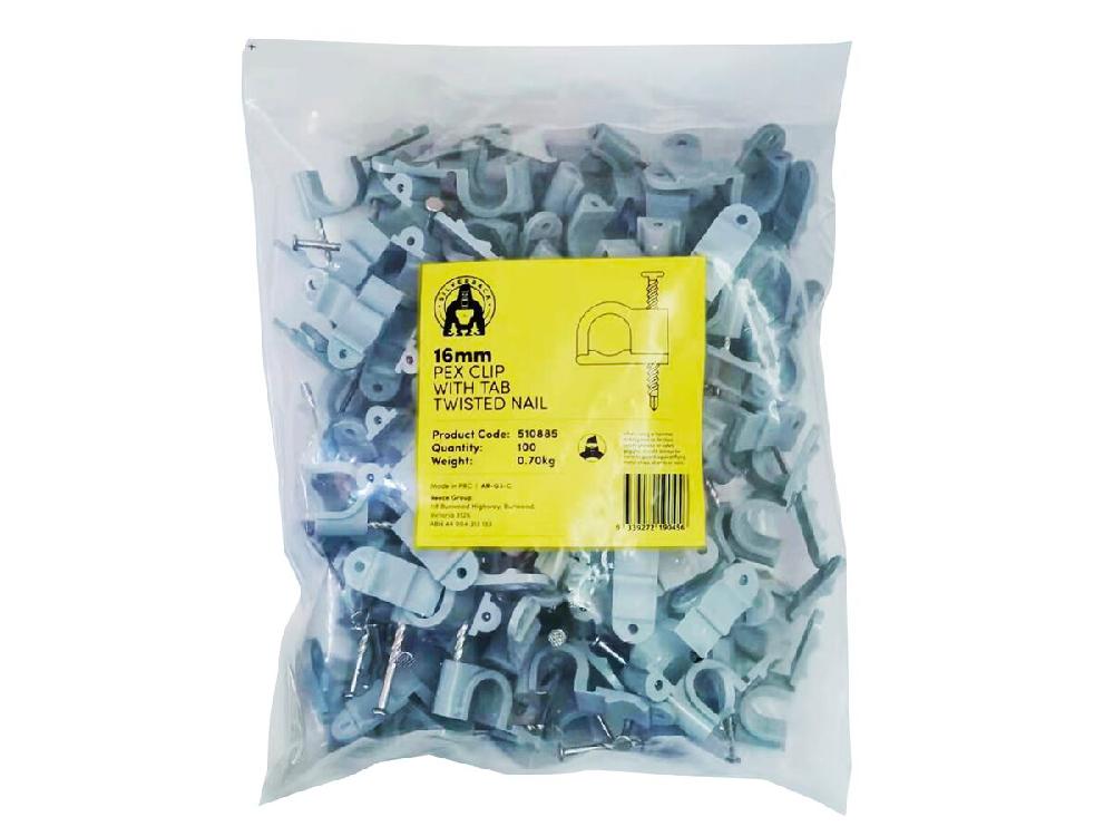 Reece Silverback Pex Clip With Tab 16mm Twist Nail (100)