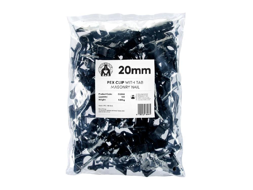 Reece Silverback Pex Clip With Tab 20mm Masonry Nail (100)