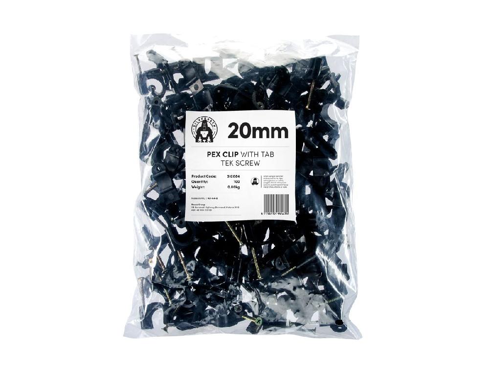 Reece Silverback Pex Clip With Tab 20mm Tek Screw (100)