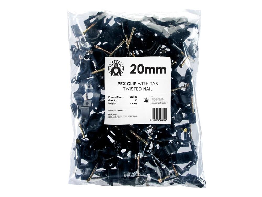 Reece Silverback Pex Clip With Tab 20mm Twist Nail (100)