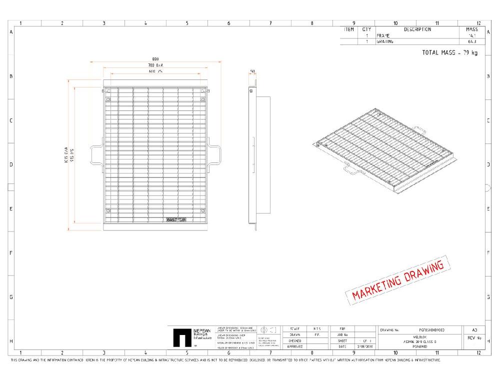 Reece Steel Grate & Frame Galvanised 600mm X 900mm "D" Cast-In