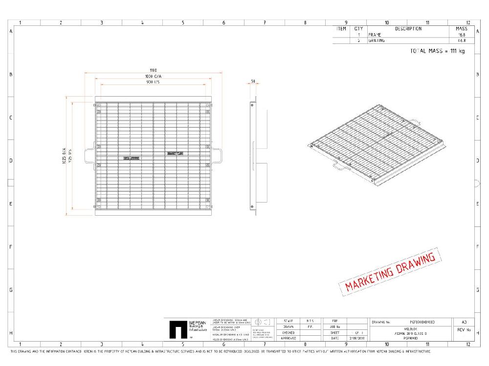 Reece Steel Grate & Frame Galvanized 900mm X 900mm "D" Cast-In