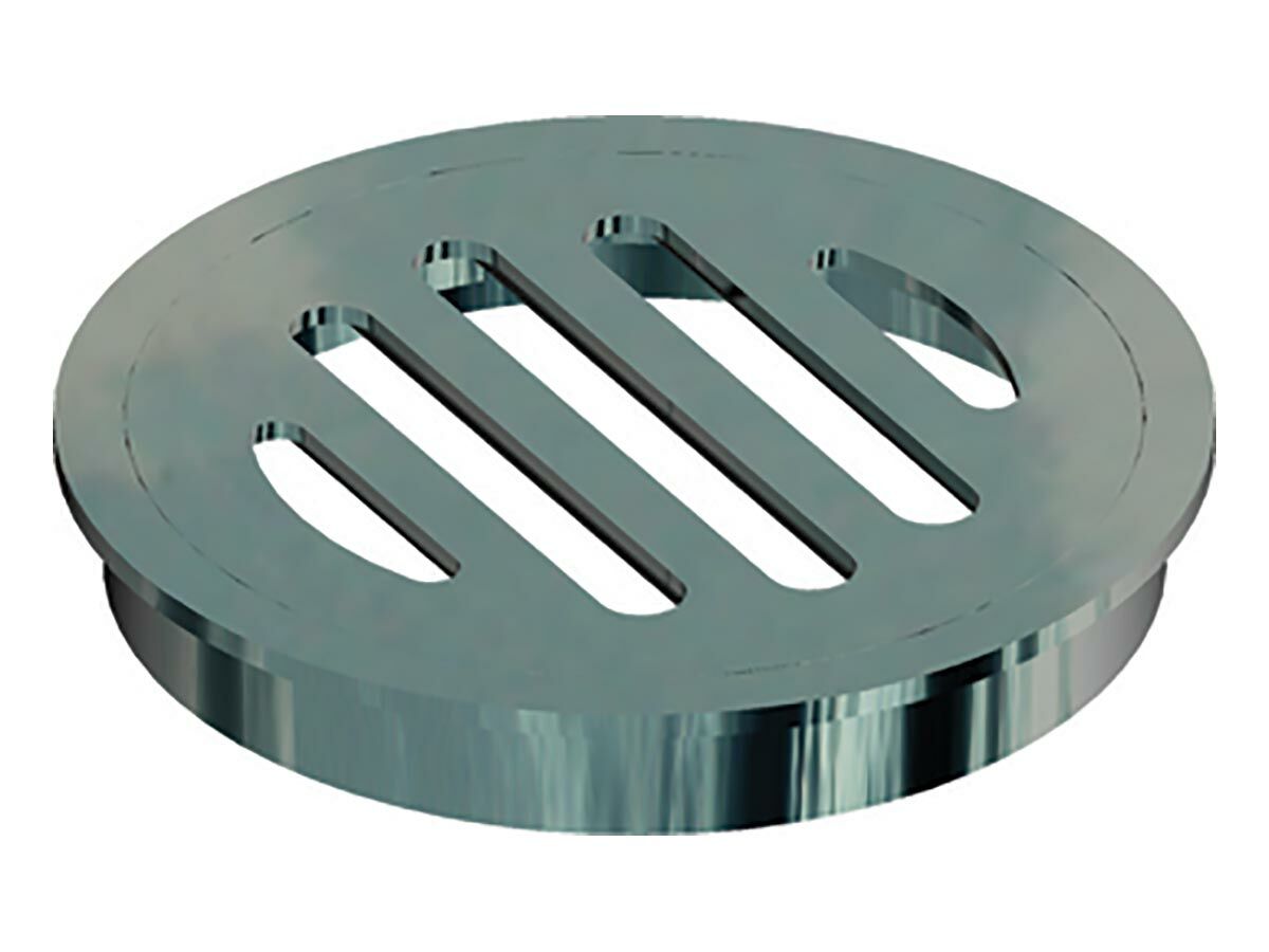 reece Stubby Floor Grate Brass Round Slotted Chrome 80mm