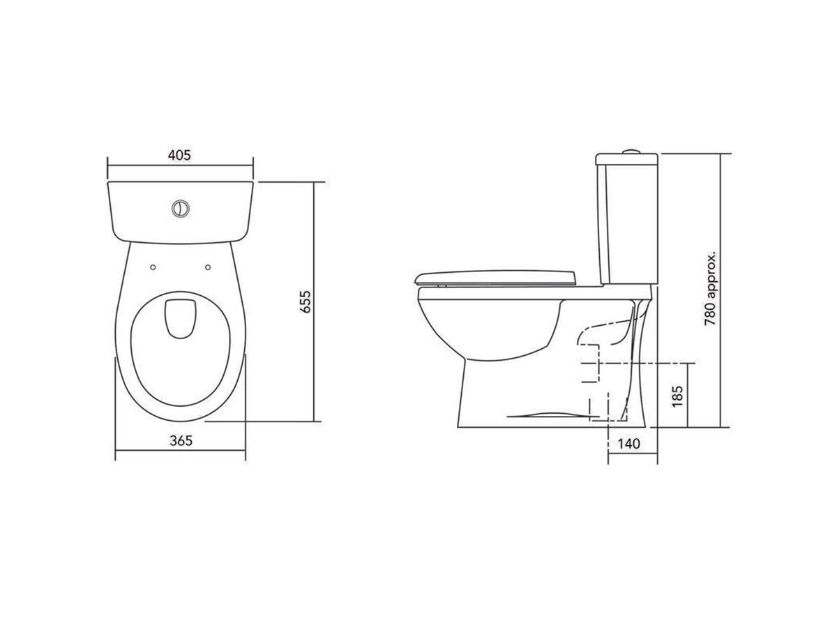 Reece Stylus Venecia Close Coupled Toilet Suite Bottom Inlet P Trap Soft Close Seat White (4 Star)