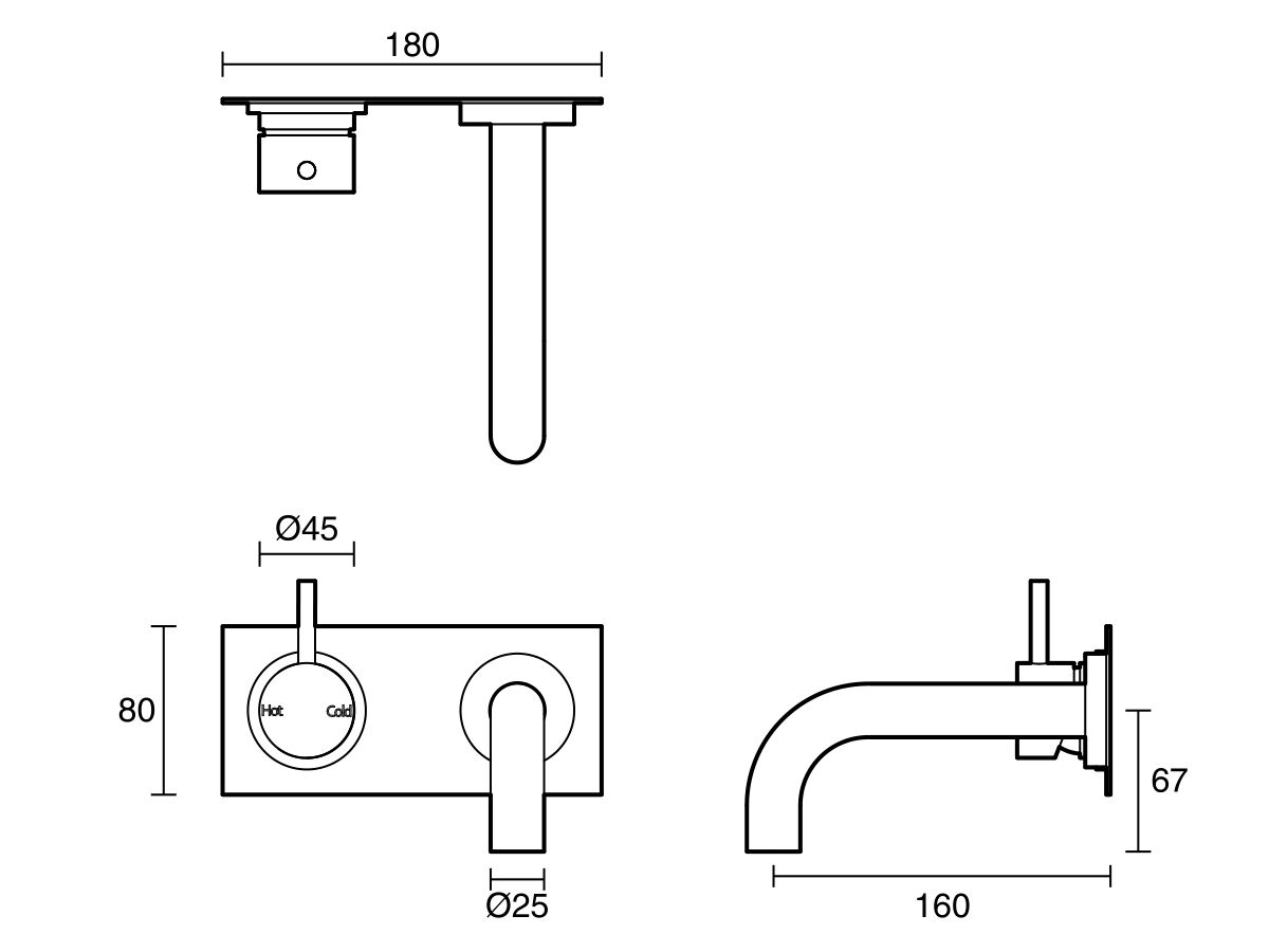 Reece Sussex Scala 25mm Curved Bath Mixer Tap Outlet System Left Hand 160mm Outlet Chrome
