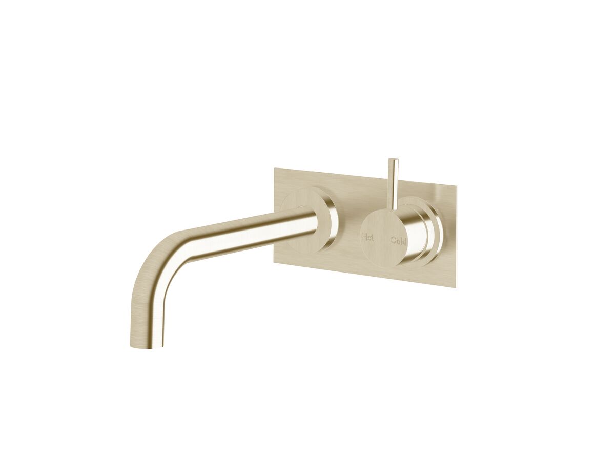 reece Sussex Scala 25mm Curved Wall Basin Mixer Tap System Right Hand Mixer Tap 160mm Outlet LUX PVD Brushed Platinum Gold (6 Star)