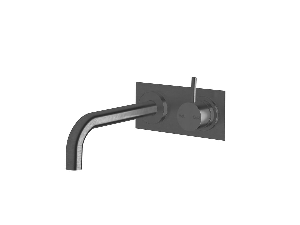 reece Sussex Scala 25mm Curved Wall Basin Mixer Tap System Right Hand 200mm Outlet LUX PVD Brushed Smoked Gunmetal (6 Star)