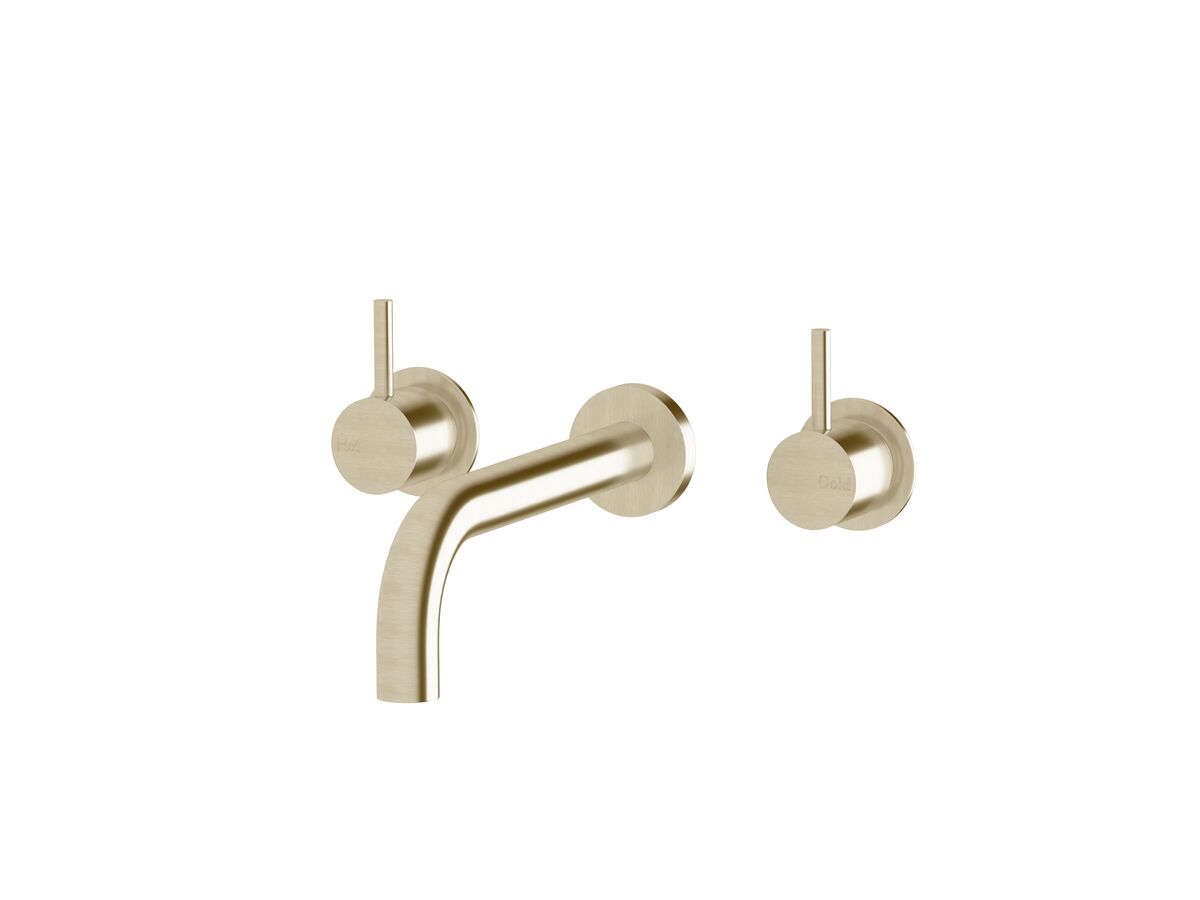 reece Sussex Scala 25mm Wall Basin Set Curved 200mm LUX PVD Brushed Platinum Gold (6 Star)
