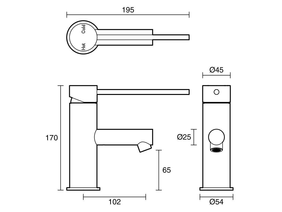 Reece Sussex Scala Basin Mixer Tap With 150mm Extension Pin LUX PVD Brushed Oyster Nickel (5 Star)