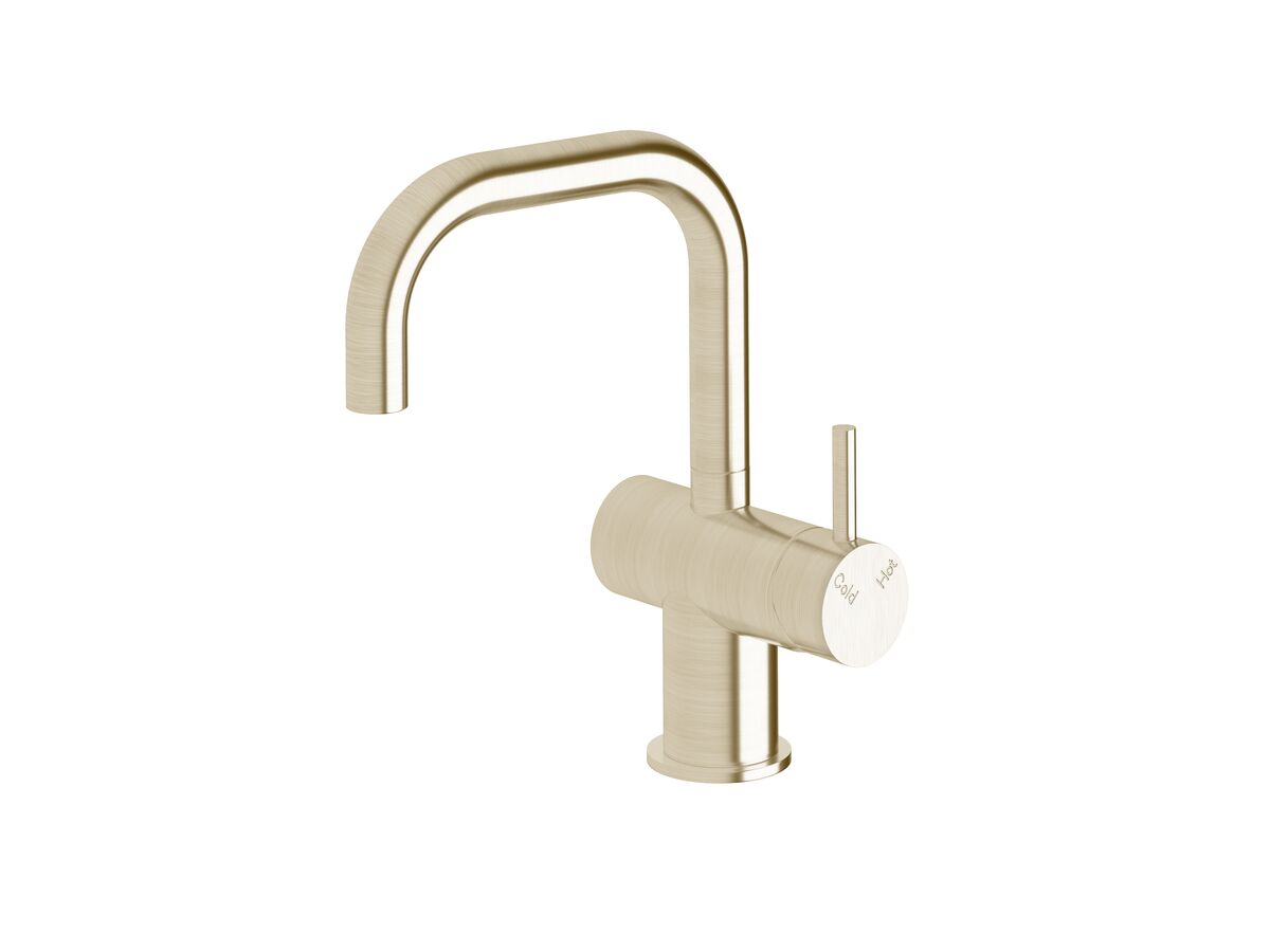 reece Sussex Scala Basin / Sink Mixer Tap Small Square Spout Right Hand LUX PVD Brushed Platinum Gold (4 Star)