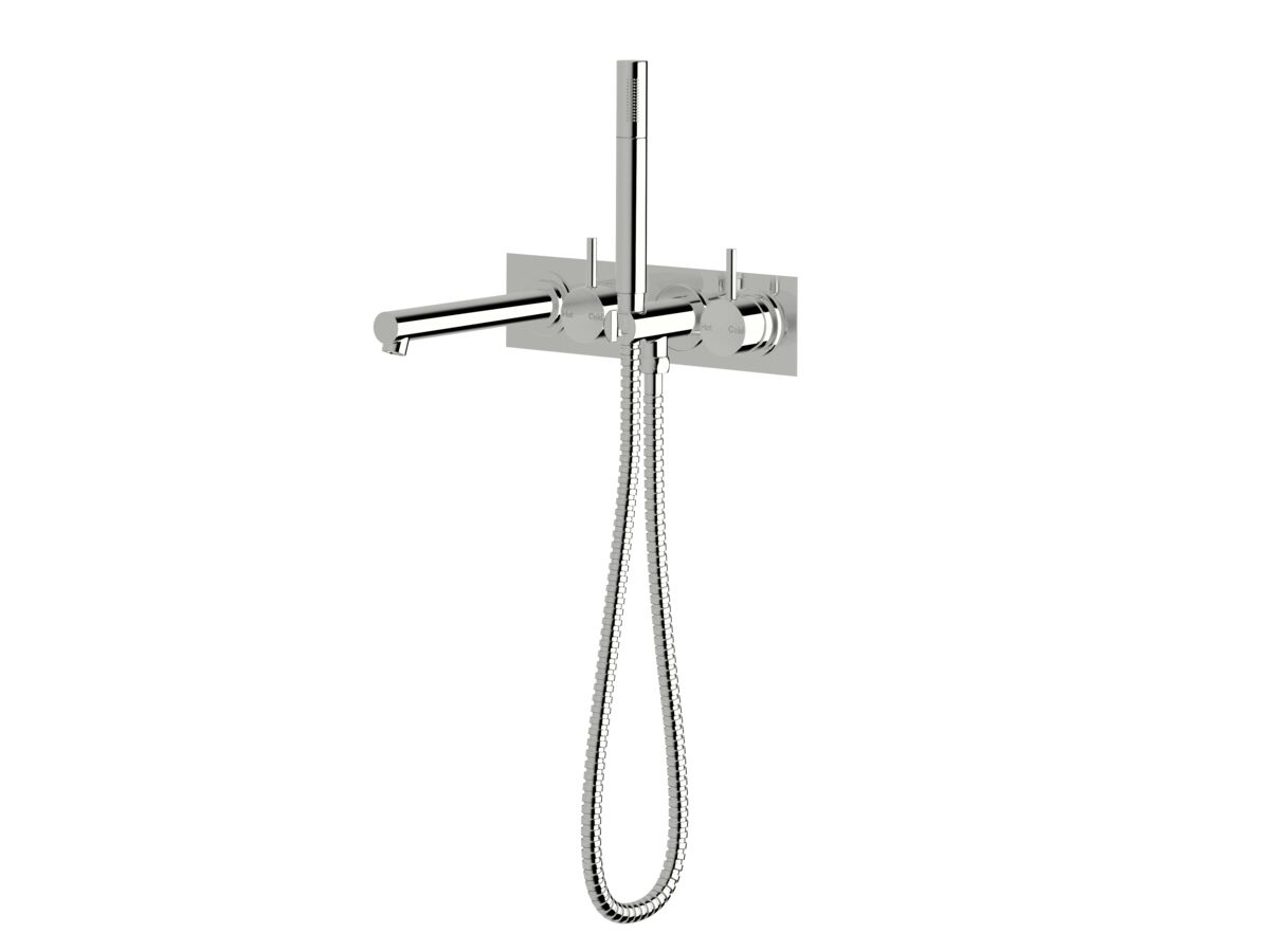 reece Sussex Scala Bath Mixer Tap System Straight 200mm Outlet Right Hand Operation with Handshower Chrome (3 Star)