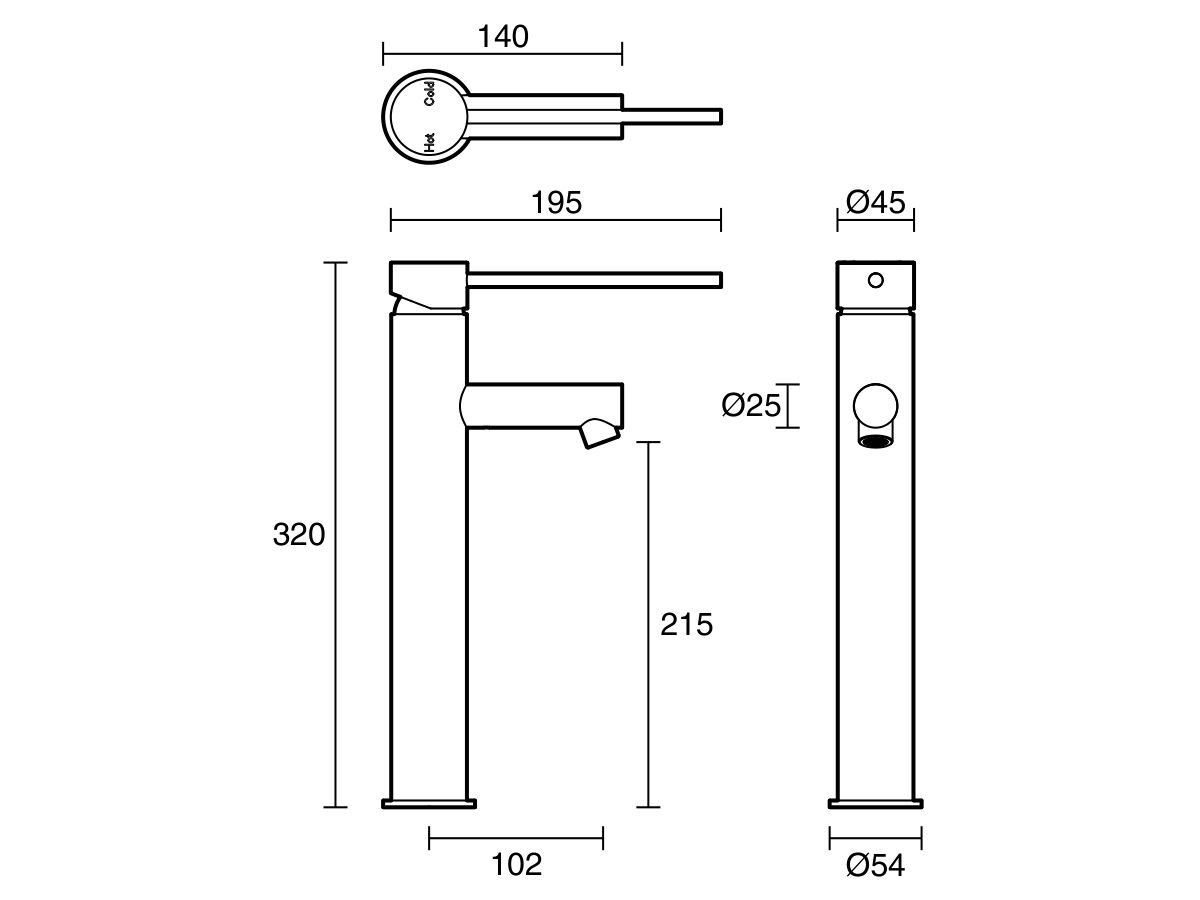 Reece Sussex Scala Extended Basin Mixer Tap With 150mm Extension Pin LUX PVD Brushed Platinum Gold (6 Star)