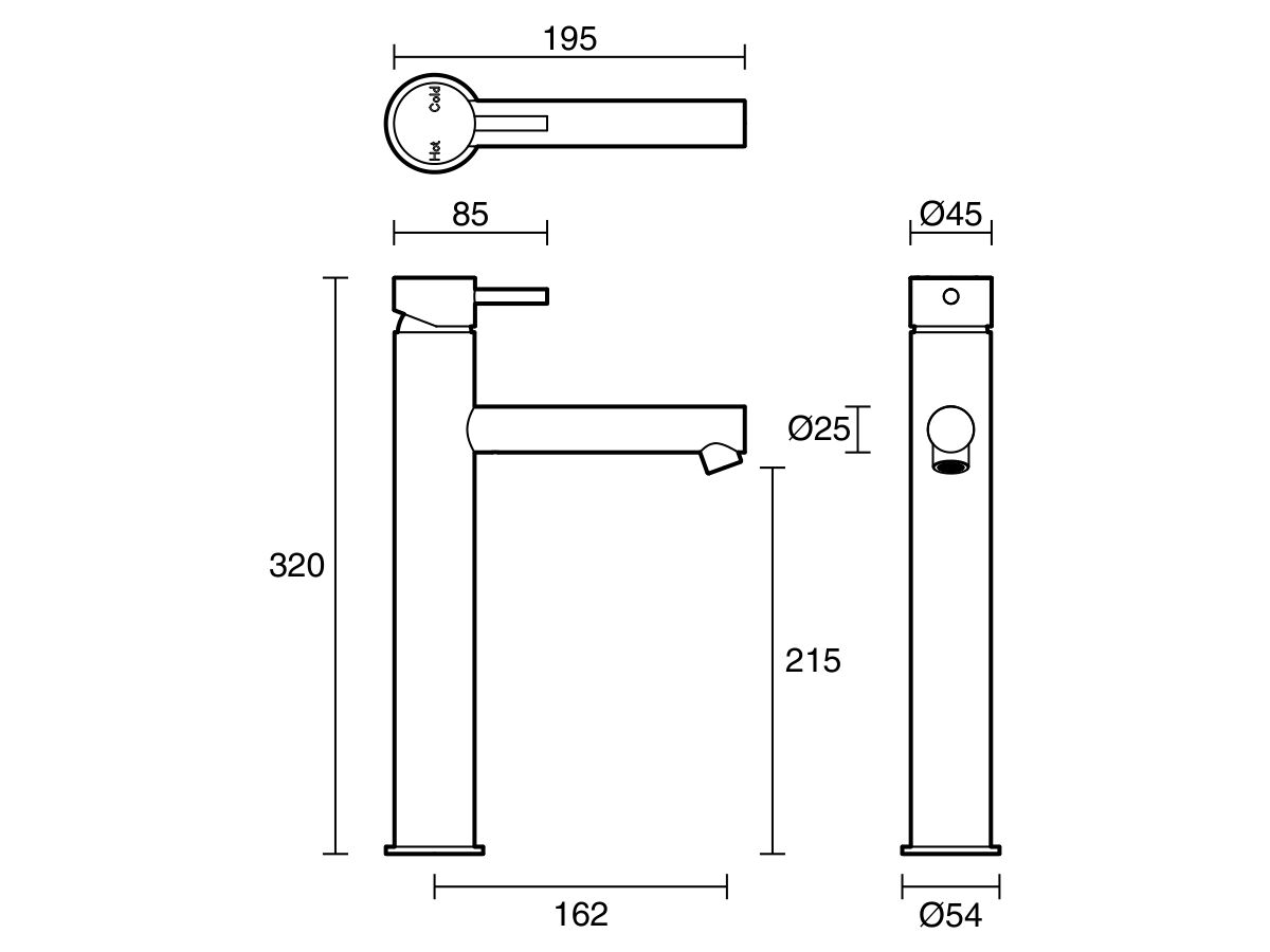 Reece Sussex Scala Extended Basin Mixer Tap With 150mm Outlet LUX PVD Brushed Platinum Gold (5 Star)