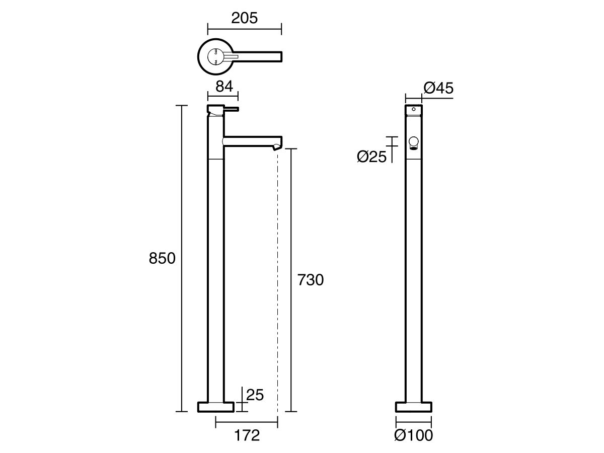 Reece Sussex Scala Floor Mounted Bath Mixer Tap 160mm Outlet Trimset LUX PVD Brushed Platinum Gold