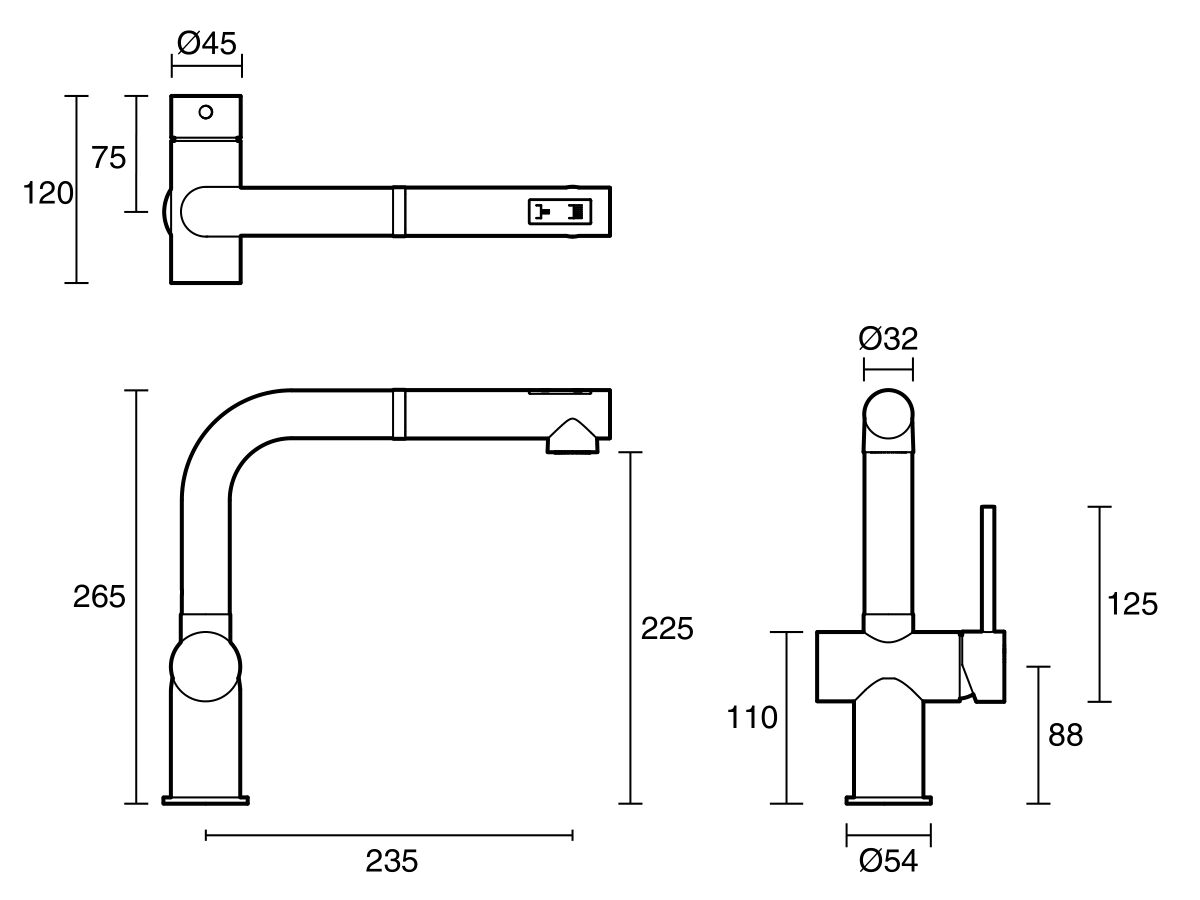 Reece Sussex Scala Horizontal Pullout Sink Mixer Tap 2 Functions Chrome (5 Star)