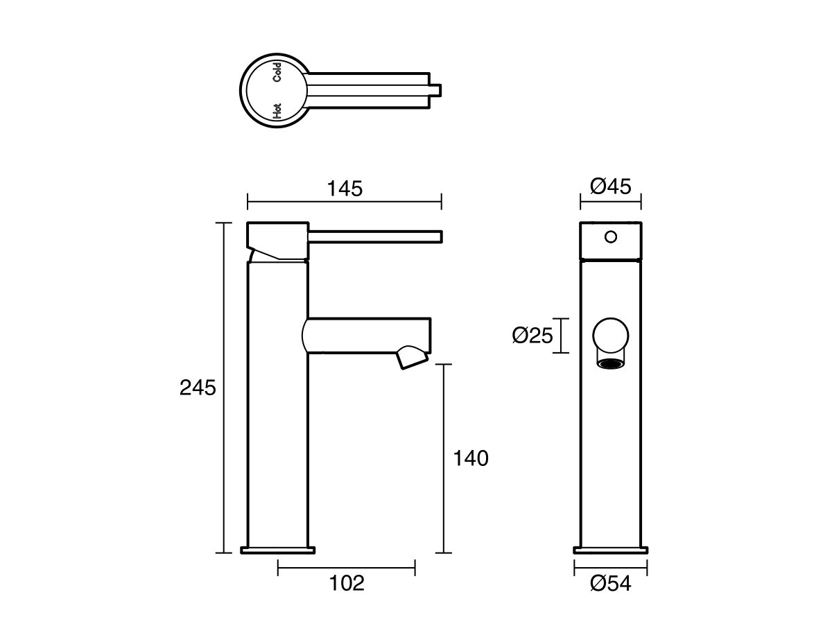Reece Sussex Scala Medium Basin Mixer Tap With 100mm Extended Pin LUX PVD Brushed Platinum Gold (5 Star)