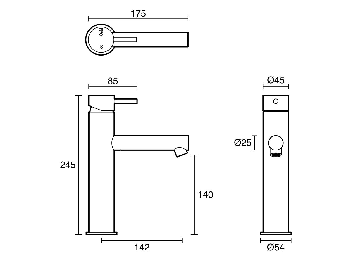Reece Sussex Scala Medium Basin Mixer Tap With 130mm Outlet LUX PVD Brushed Platinum Gold (5 Star)
